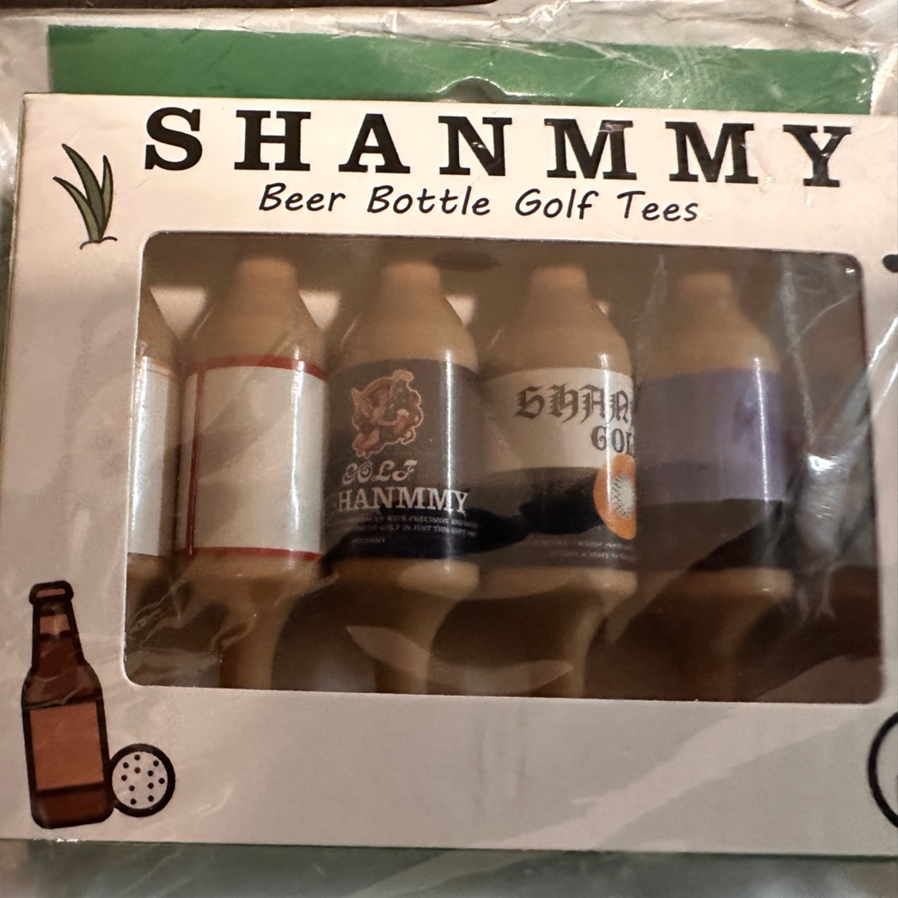 SHAN Novelty Beer Bottle Golf Tees - Tan and White